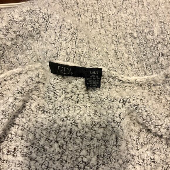 RDI Wrap Cowl Sweater Large Gray Oversized with Buttons - Picture 8 of 10